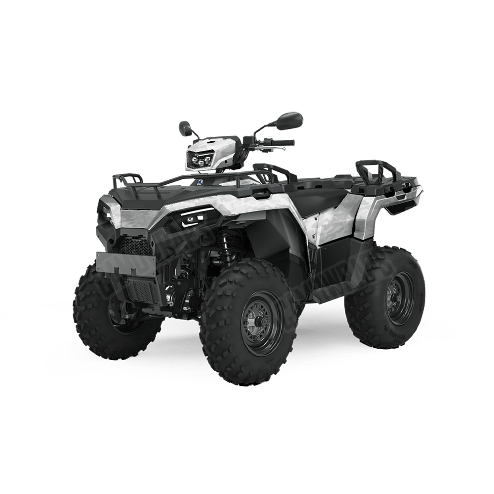 Large Classic Elite White Camo ATV Vinyl Wrap