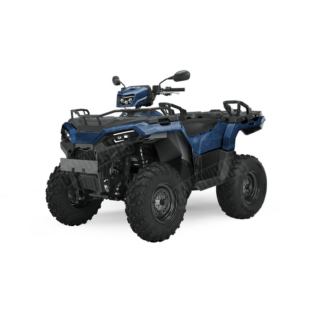 Large Digital Elite Blue Camo ATV Vinyl Wrap