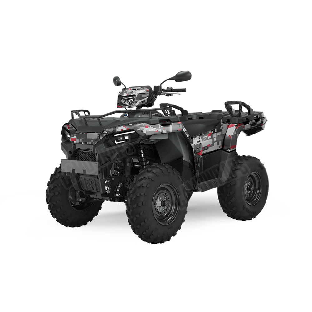 Large Digital Urban Red Camo ATV Vinyl Wrap