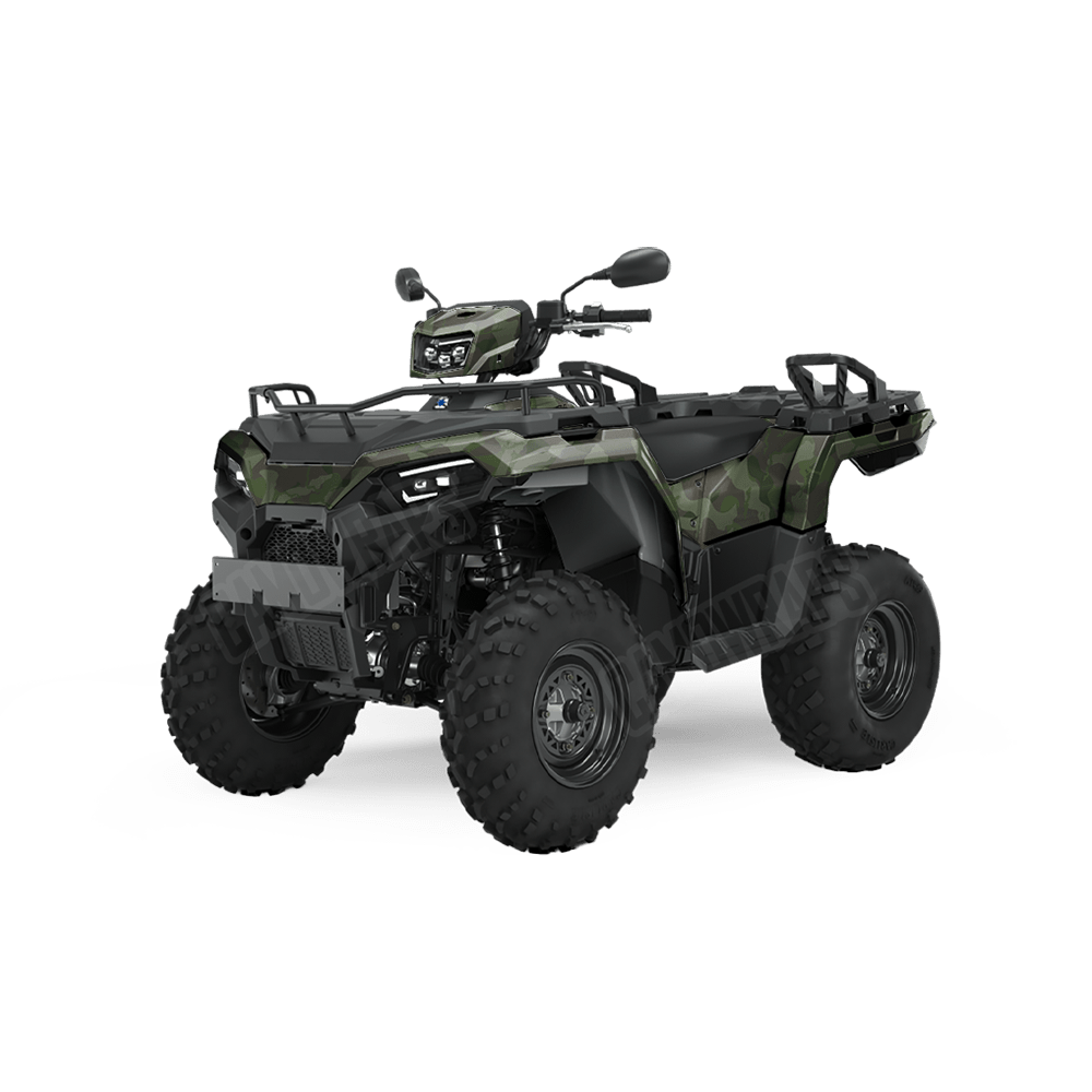 Large Ragged Army Dark Green Camo ATV Vinyl Wrap