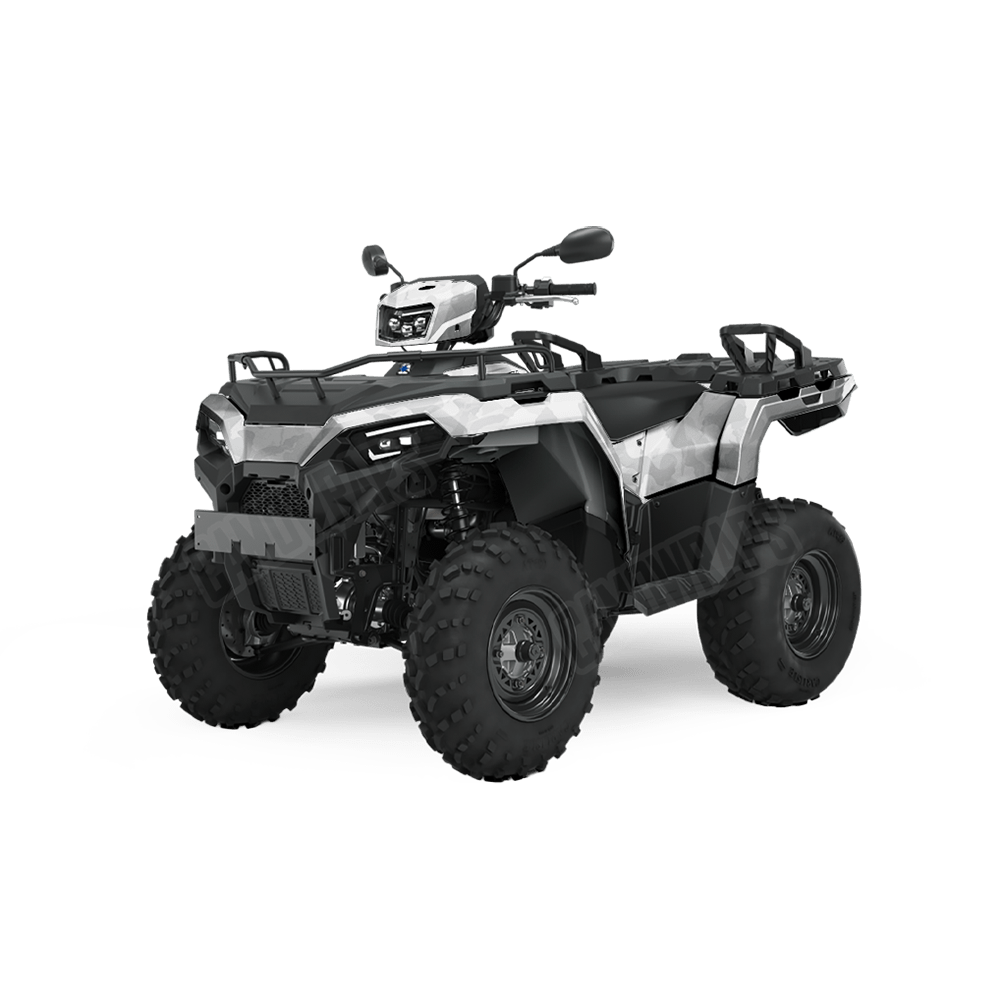 Large Ragged Elite White Camo ATV Vinyl Wrap