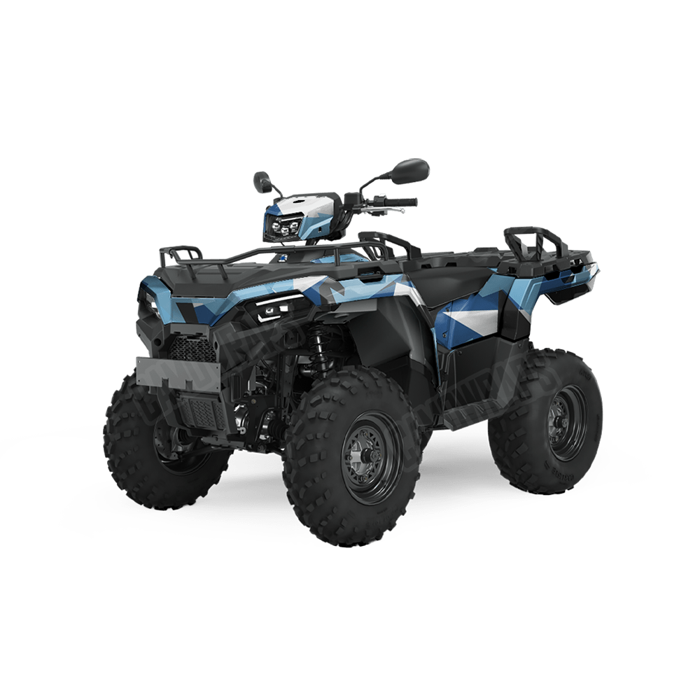 Shattered Baby Blue Camo ATV Vinyl Wrap