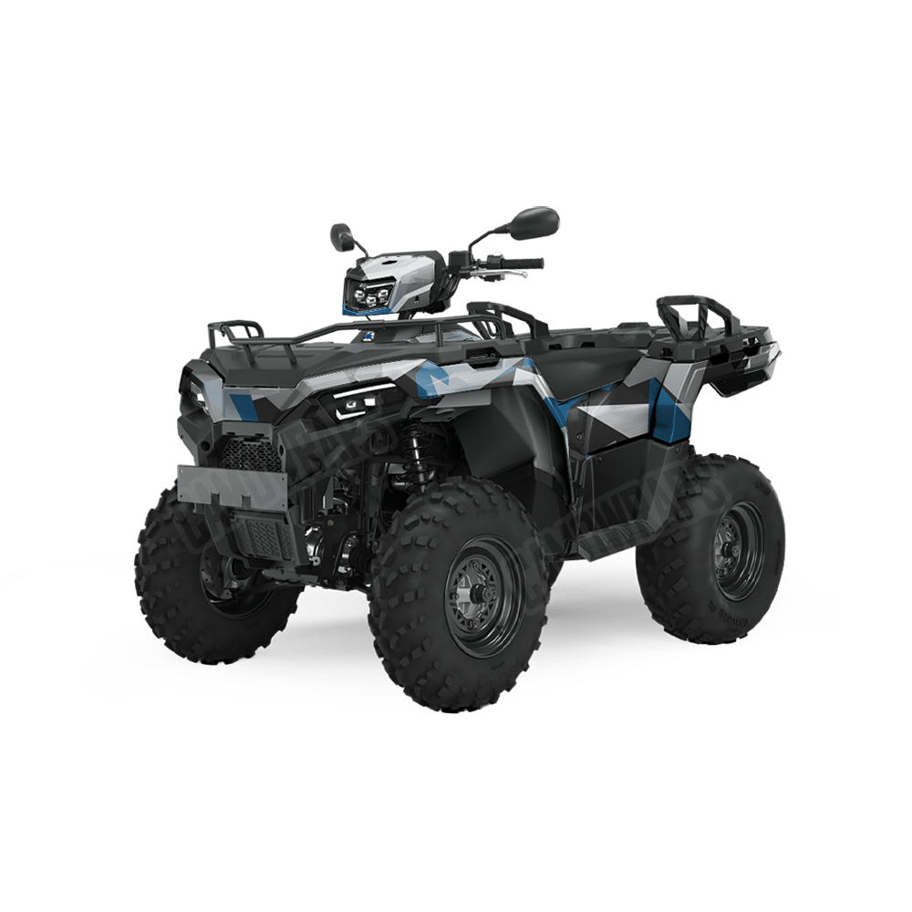 Shattered Blue Tiger Camo ATV Vinyl Wrap
