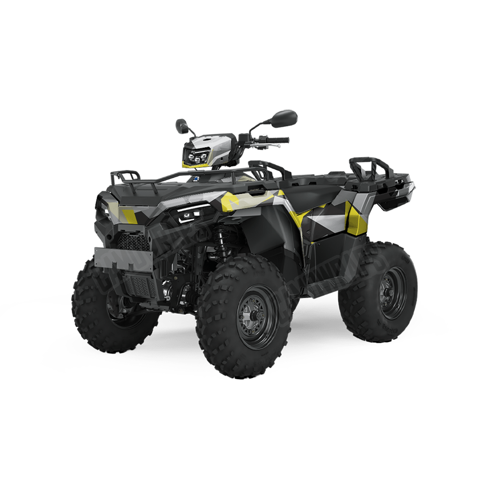 Shattered Yellow Tiger Camo ATV Vinyl Wrap