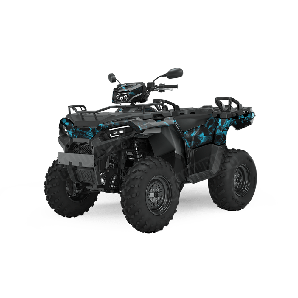 Skull Cyan ATV Wraps