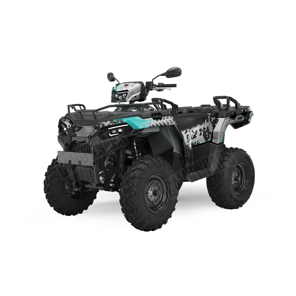 Tire Splatter Tiffany Blue Tiger Camo ATV Vinyl Wrap