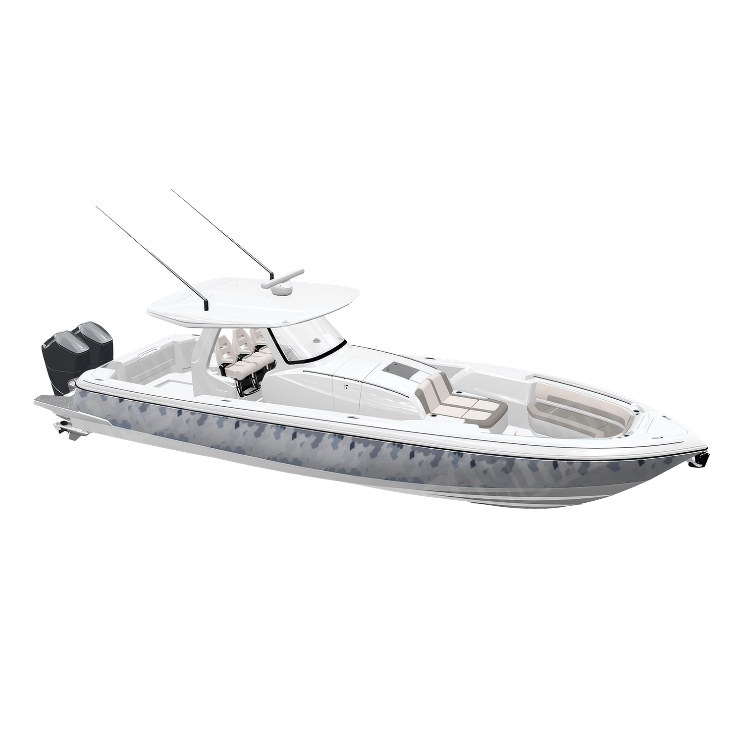 Large Nemesis Snow Tundra Camo Boat Vinyl Wrap