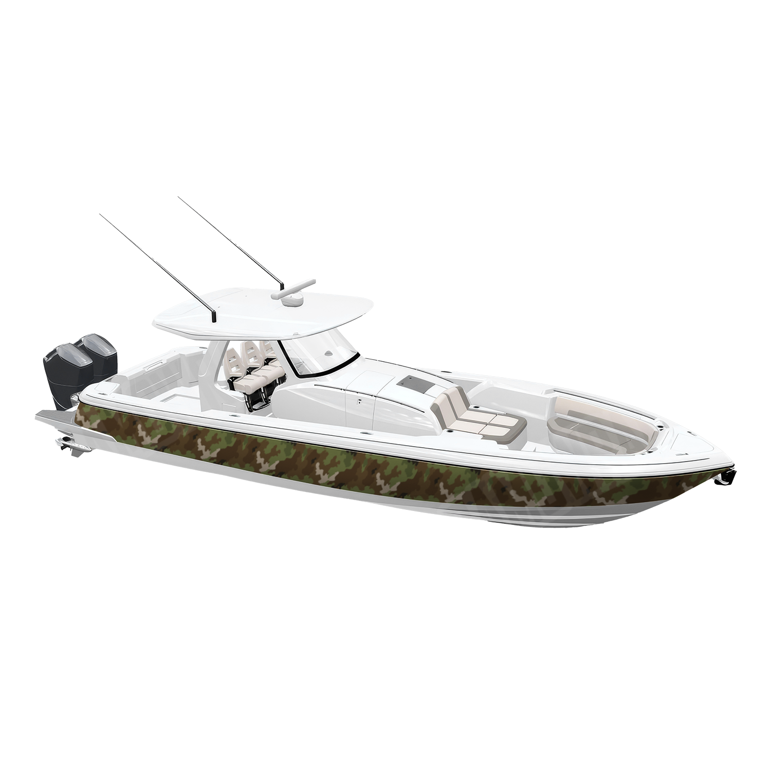 Large Nemesis Woodlands Wolf Camo Boat Vinyl Wrap