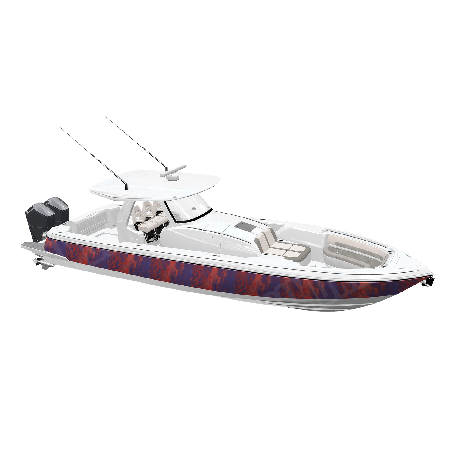 Realtree WAV3 Red Blue Camo Boat Vinyl Wrap