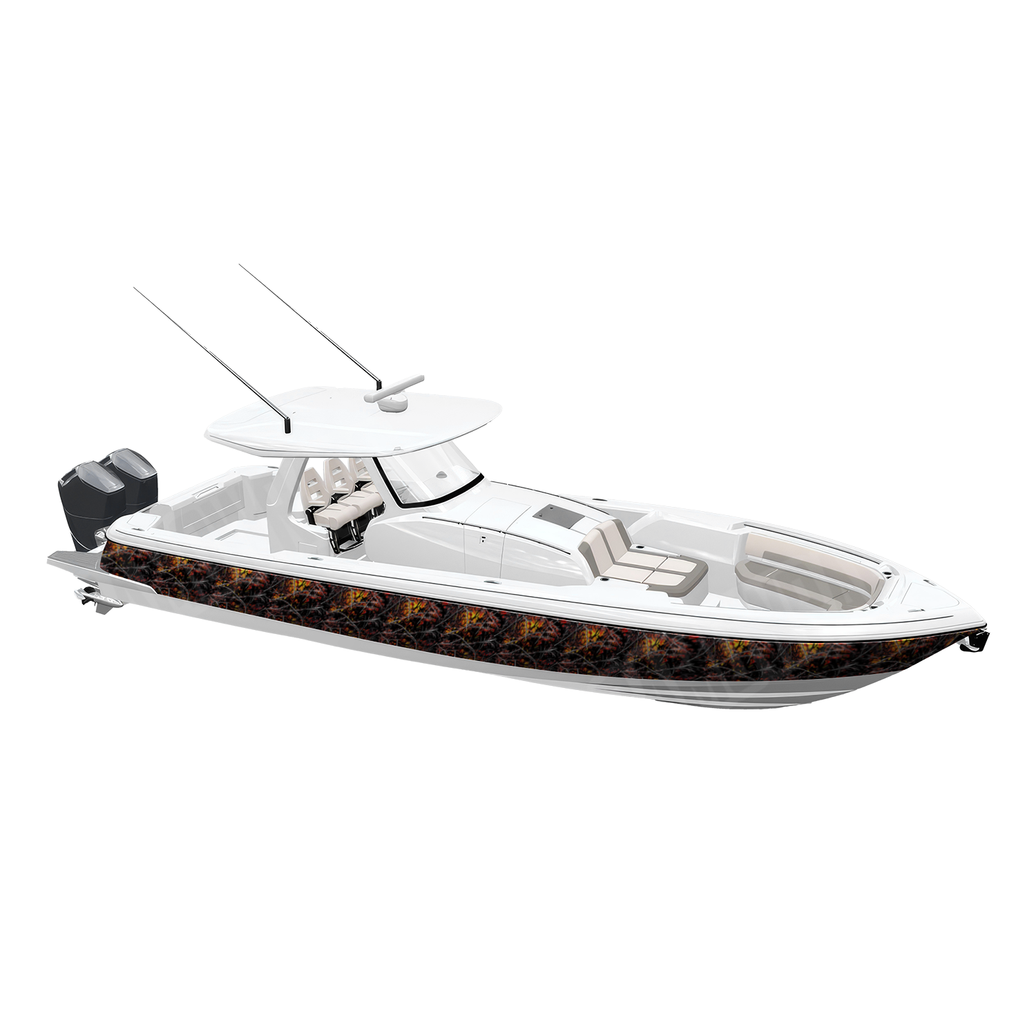 Sirphis Wildfire Camo Boat Vinyl Wrap