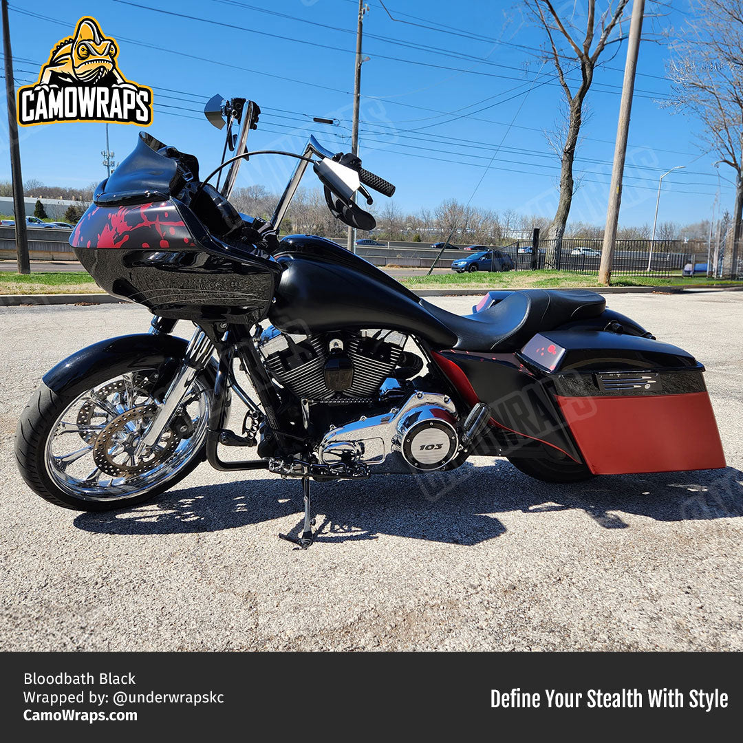 bloody black motorcycle wrap