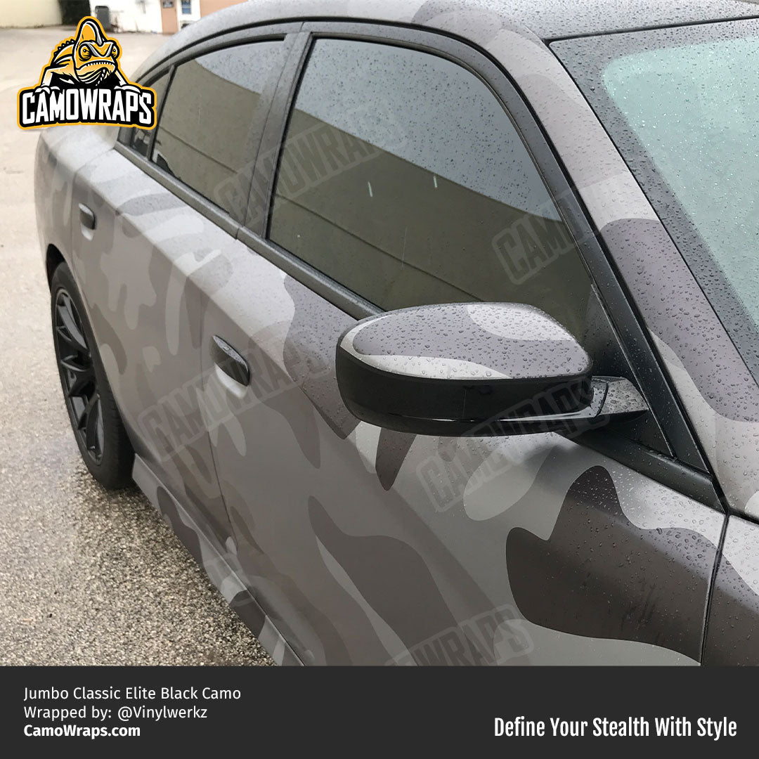 black camo car mirror wrap