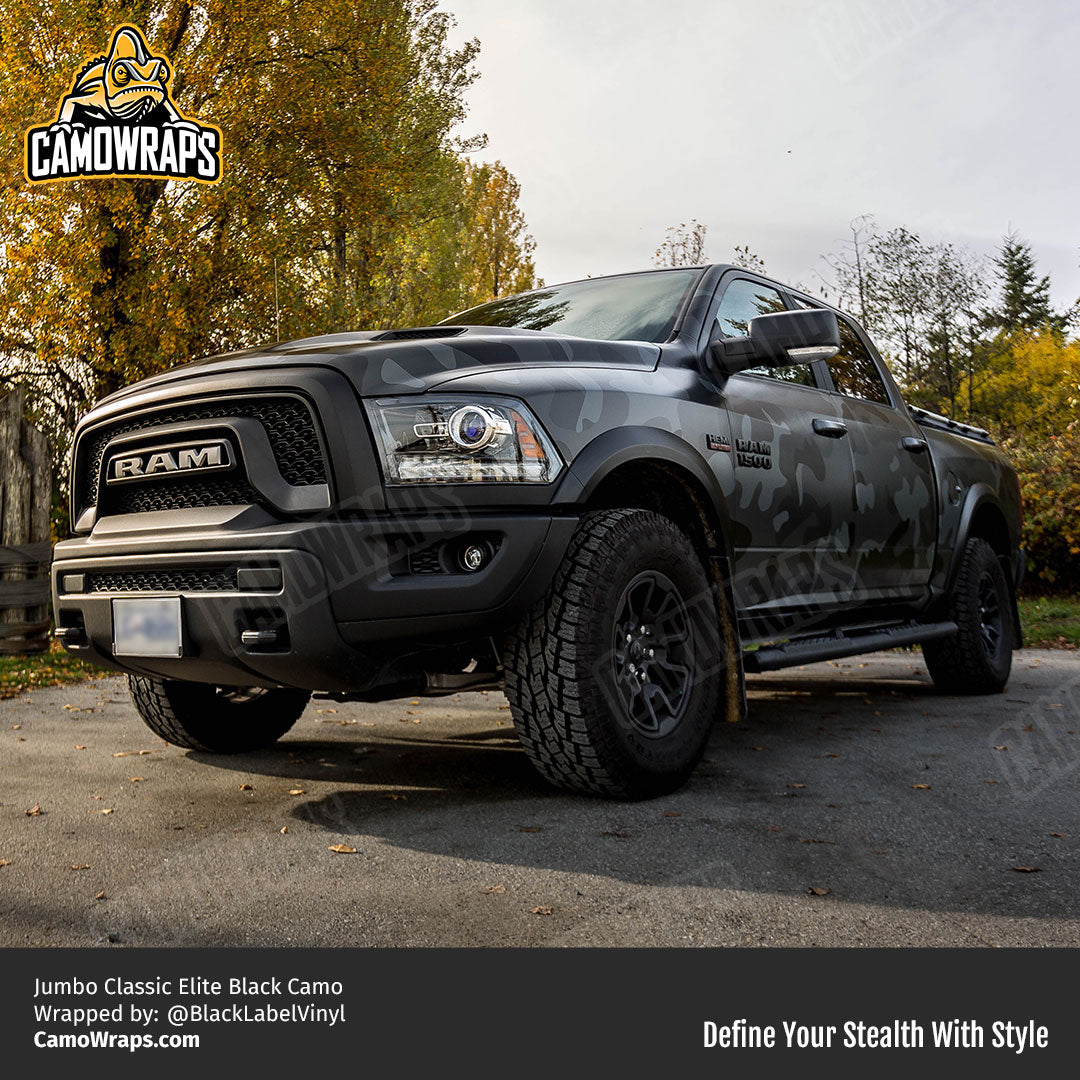 black camo ram truck wrap