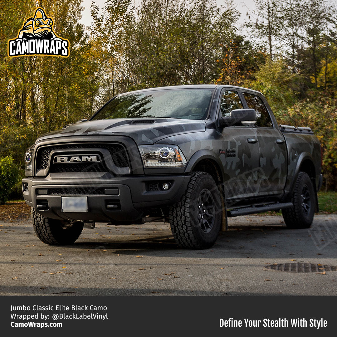 black camo ram truck wrap