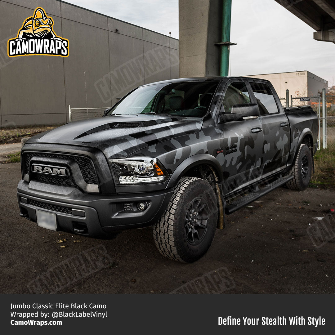 black camo ram truck wrap