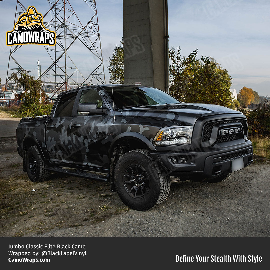black camo ram truck wrap