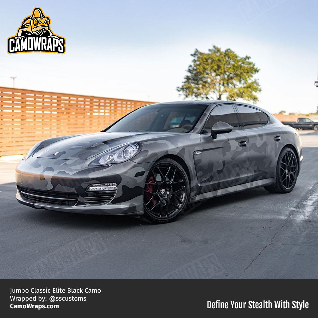 black camo porsche wrap