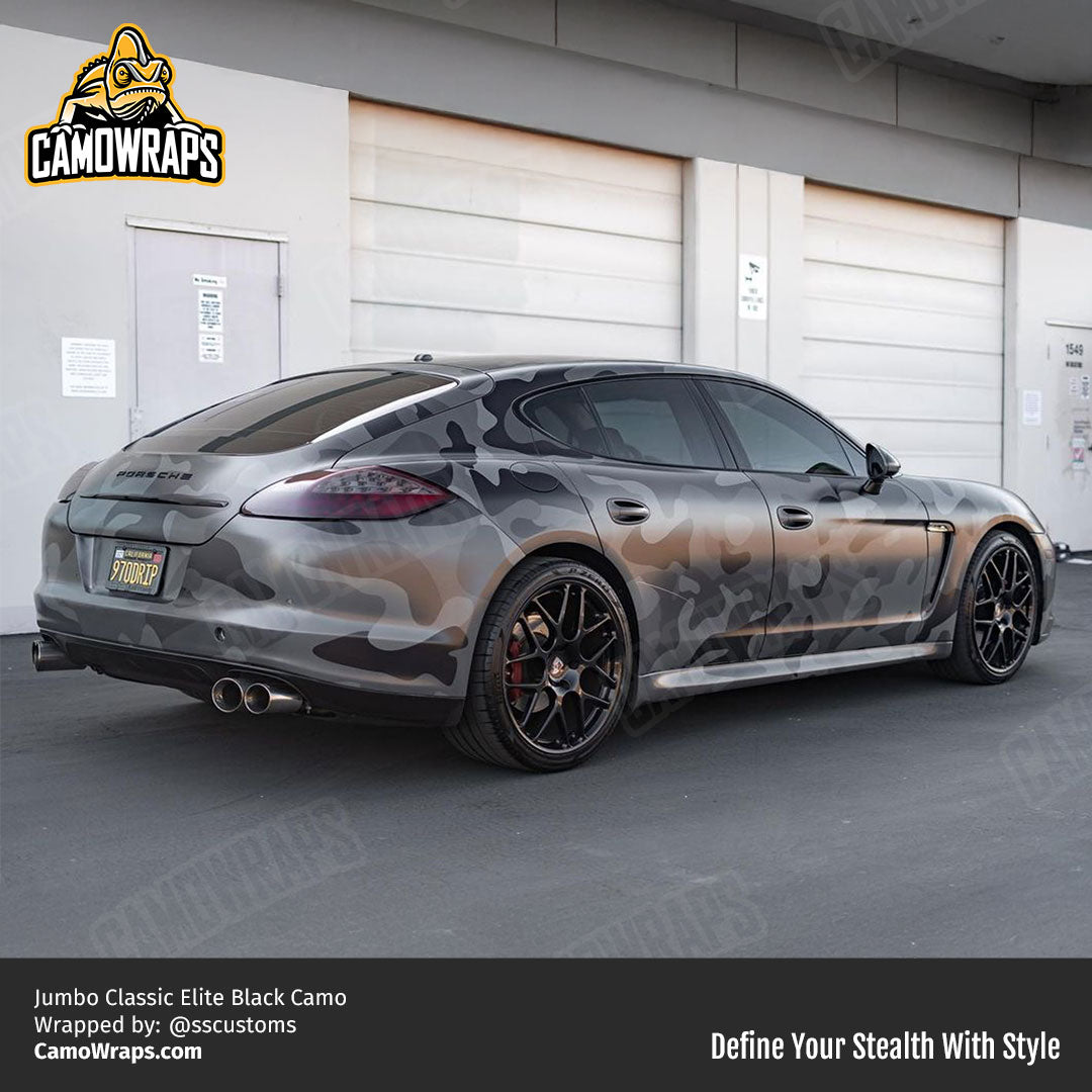 black camo porsche wrap