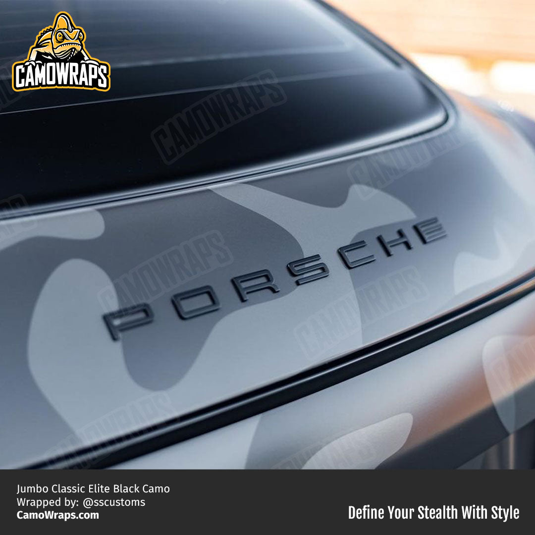 black camo porsche wrap