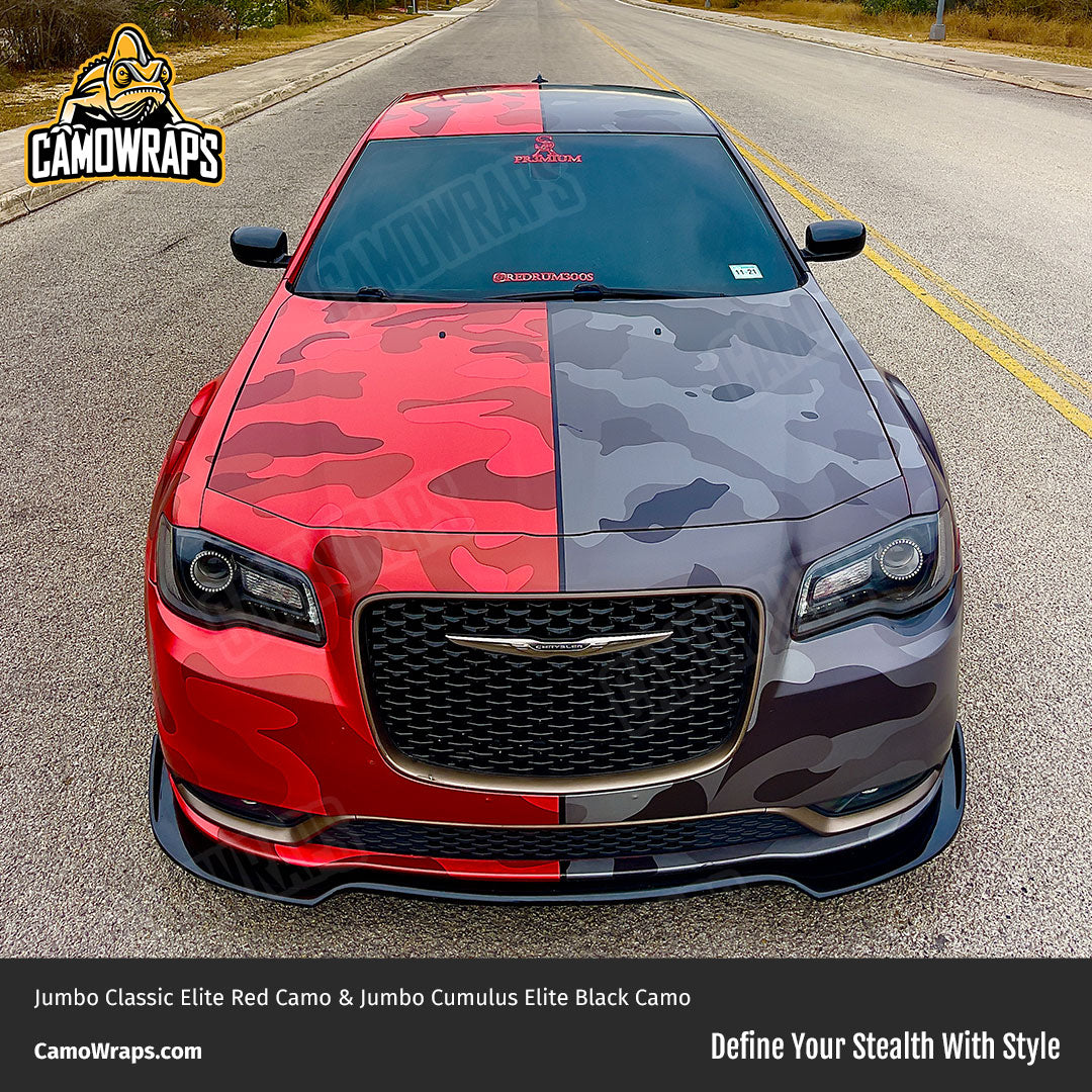 red and black camo split wrap