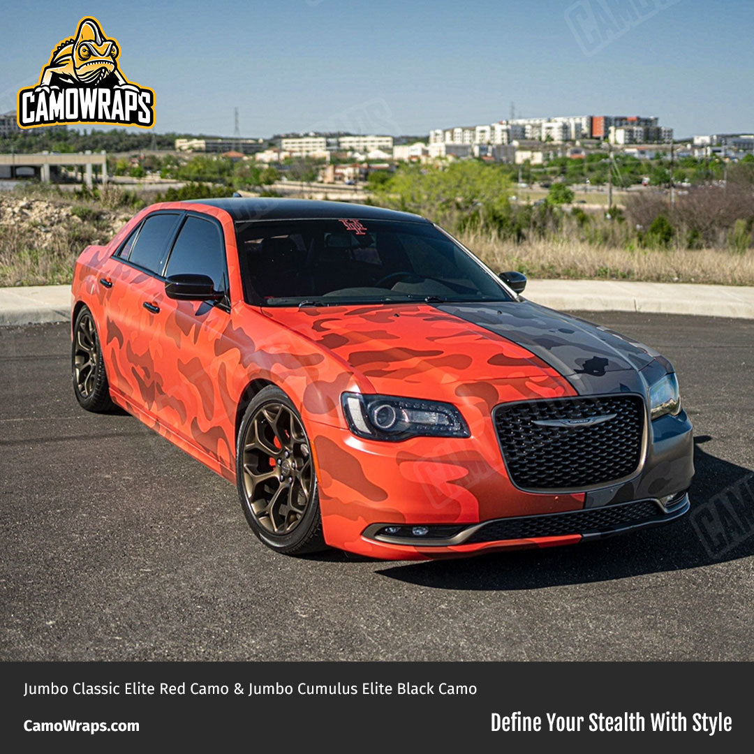 red and black camo split wrap