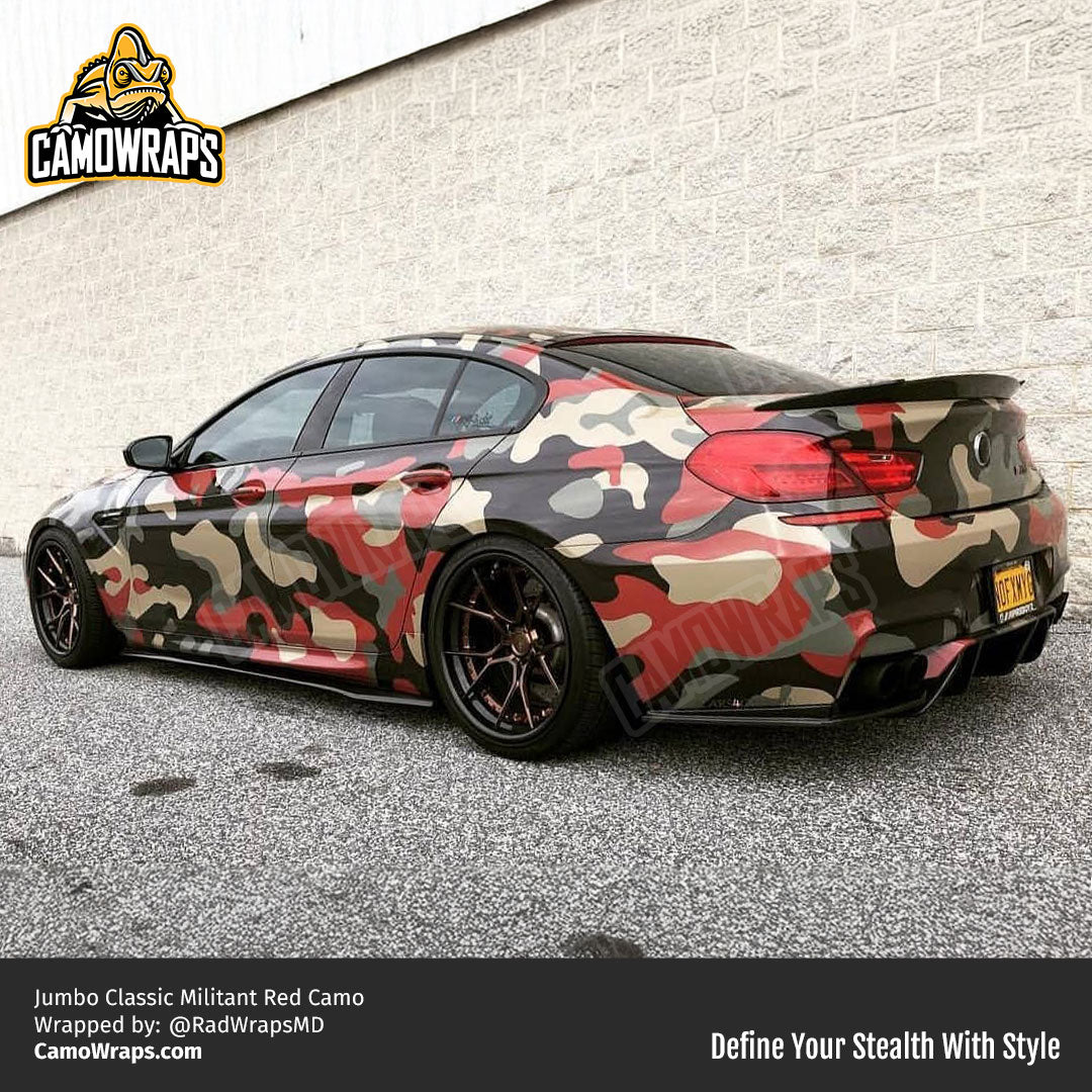 red and black camo car wrap