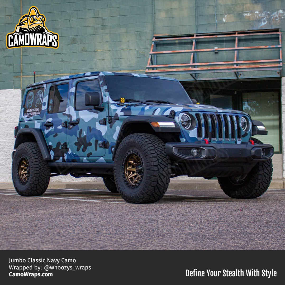 navy blue camo jeep wrap