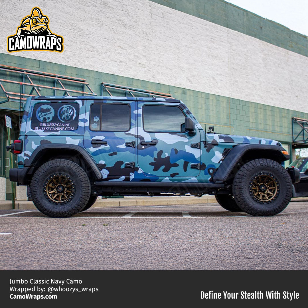 navy blue camo jeep wrap