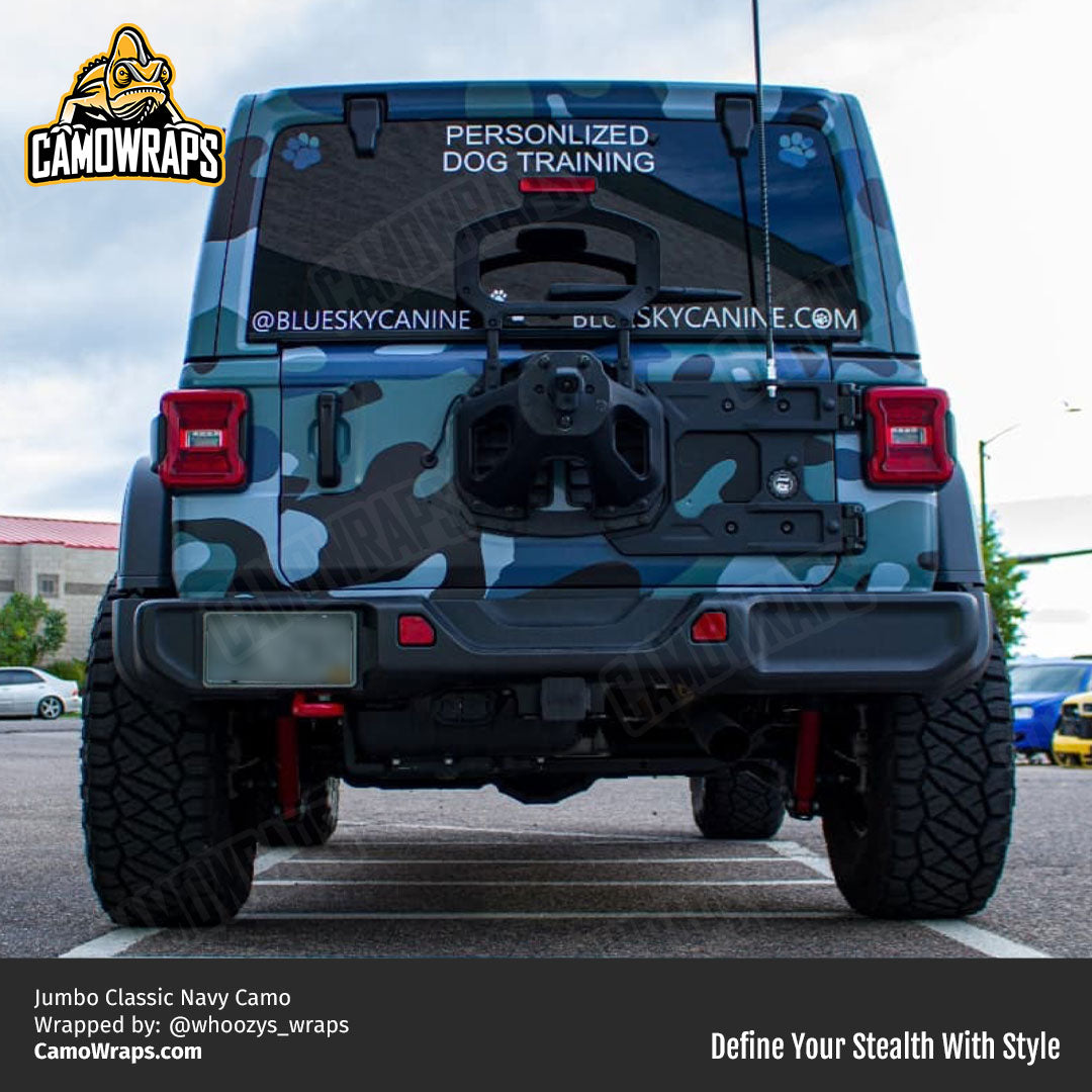 navy blue camo jeep wrap