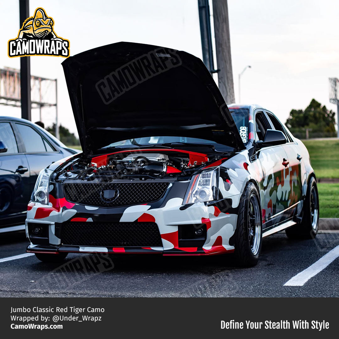red camo cadillac wrap