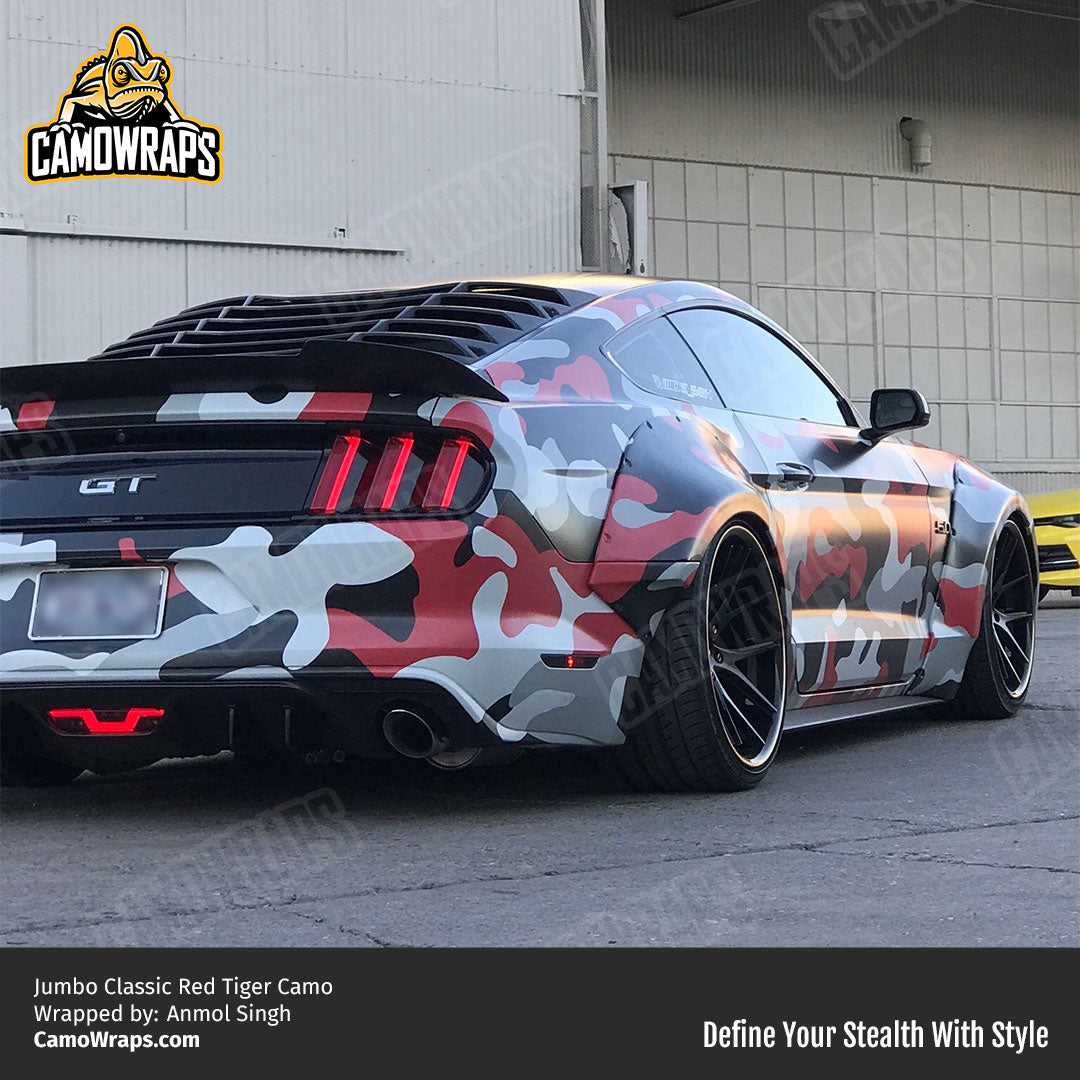 red camo mustang wrap