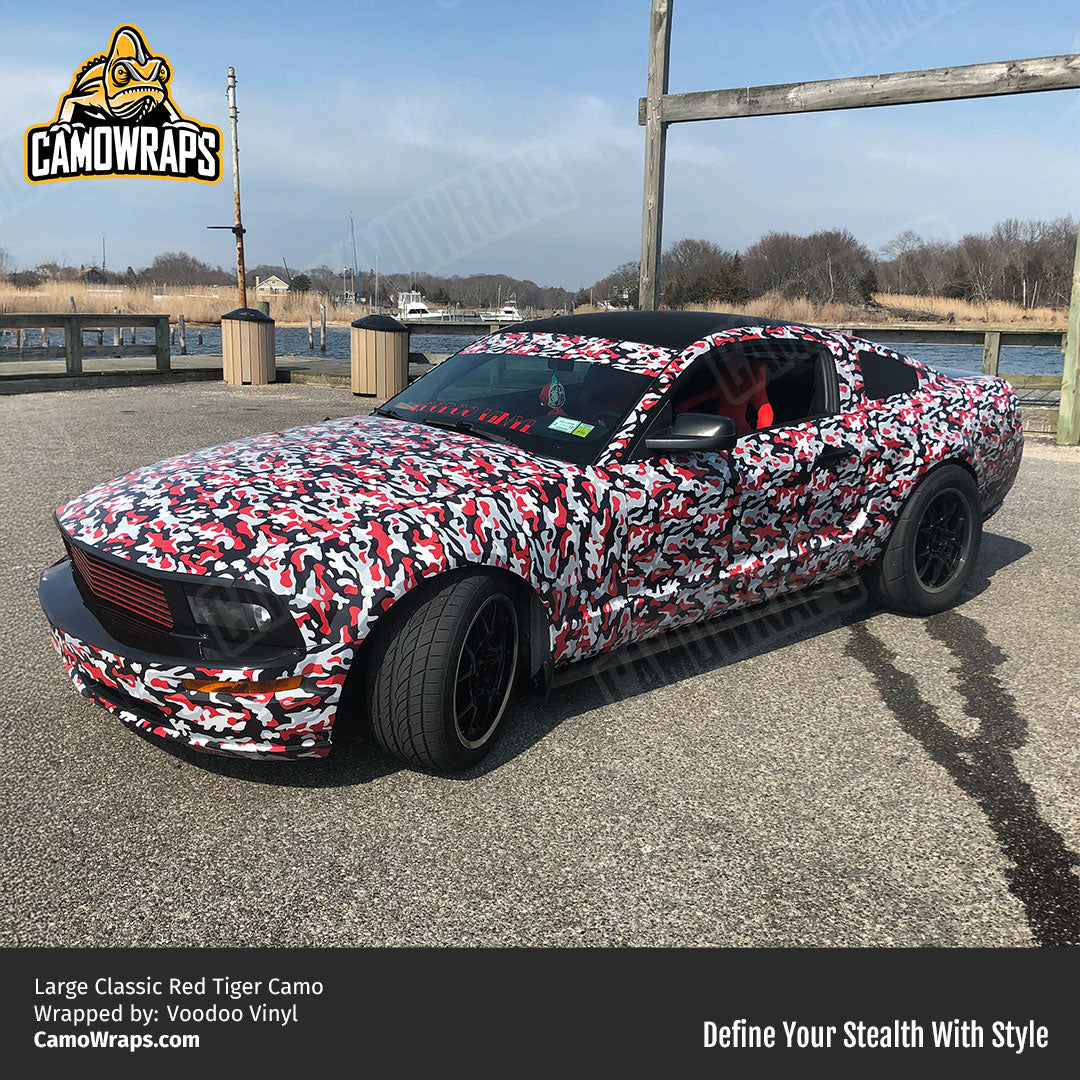 red camo mustang wrap