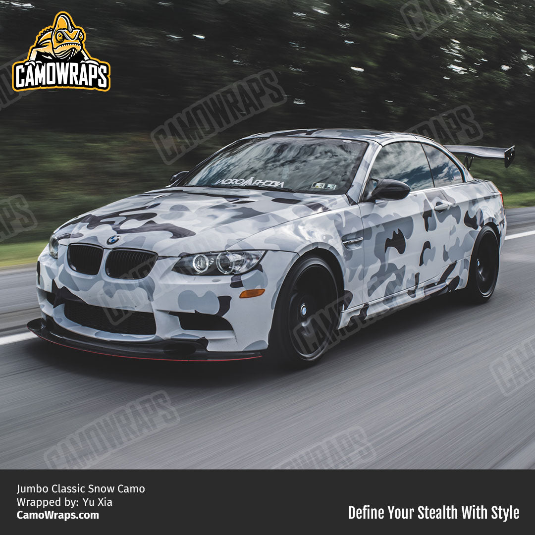 white camo bmw wrap