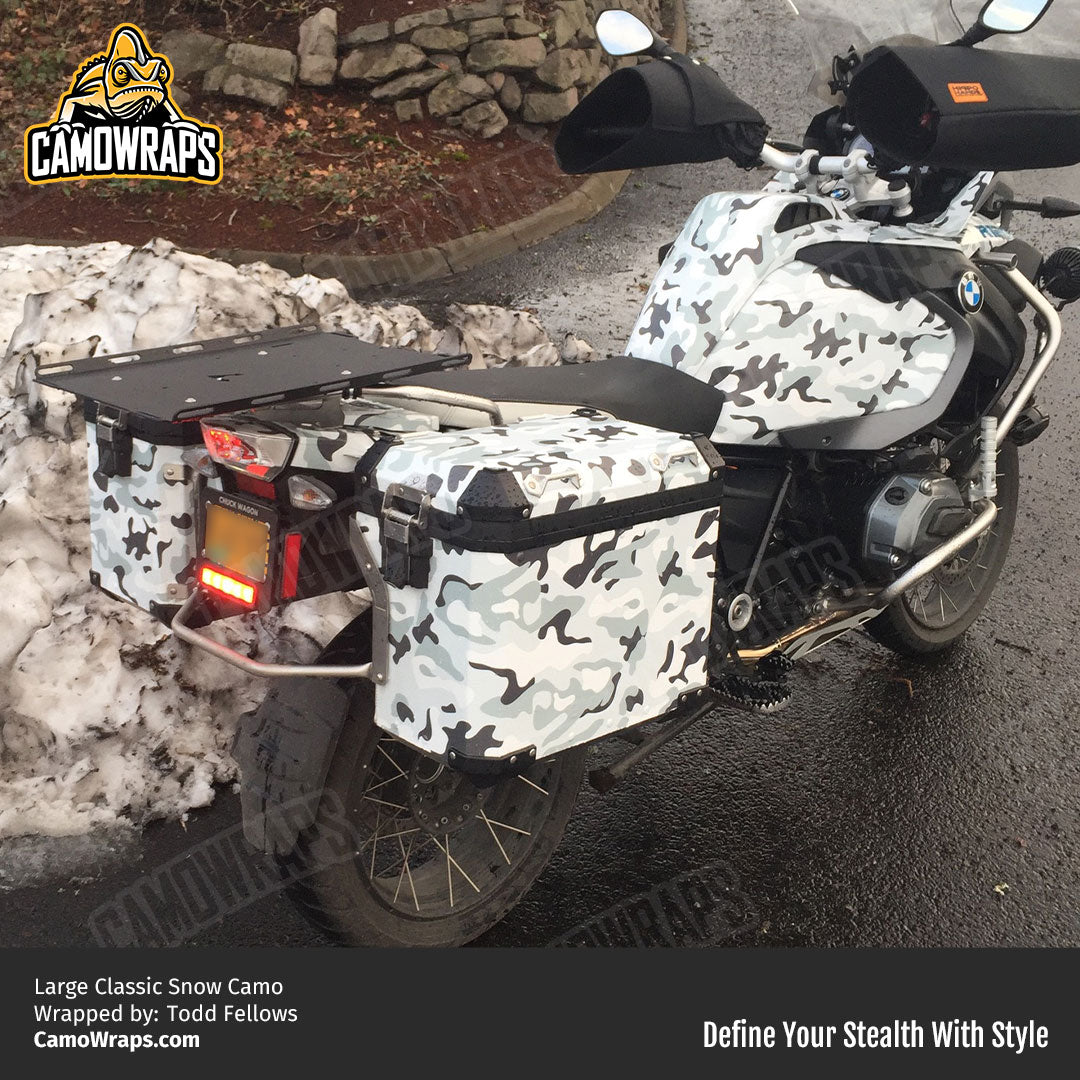 snow camo motorcycle wrap