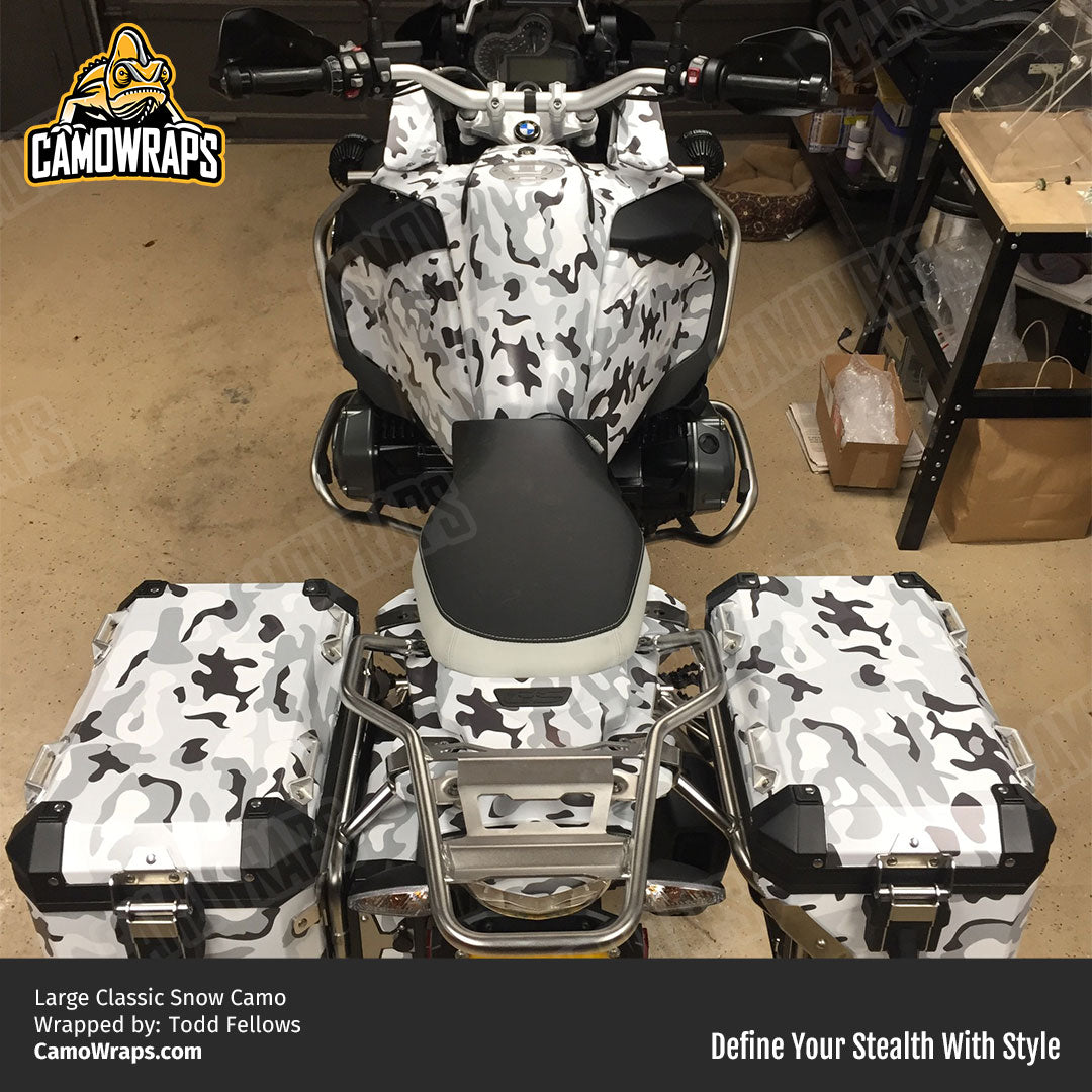 snow camo motorcycle wrap