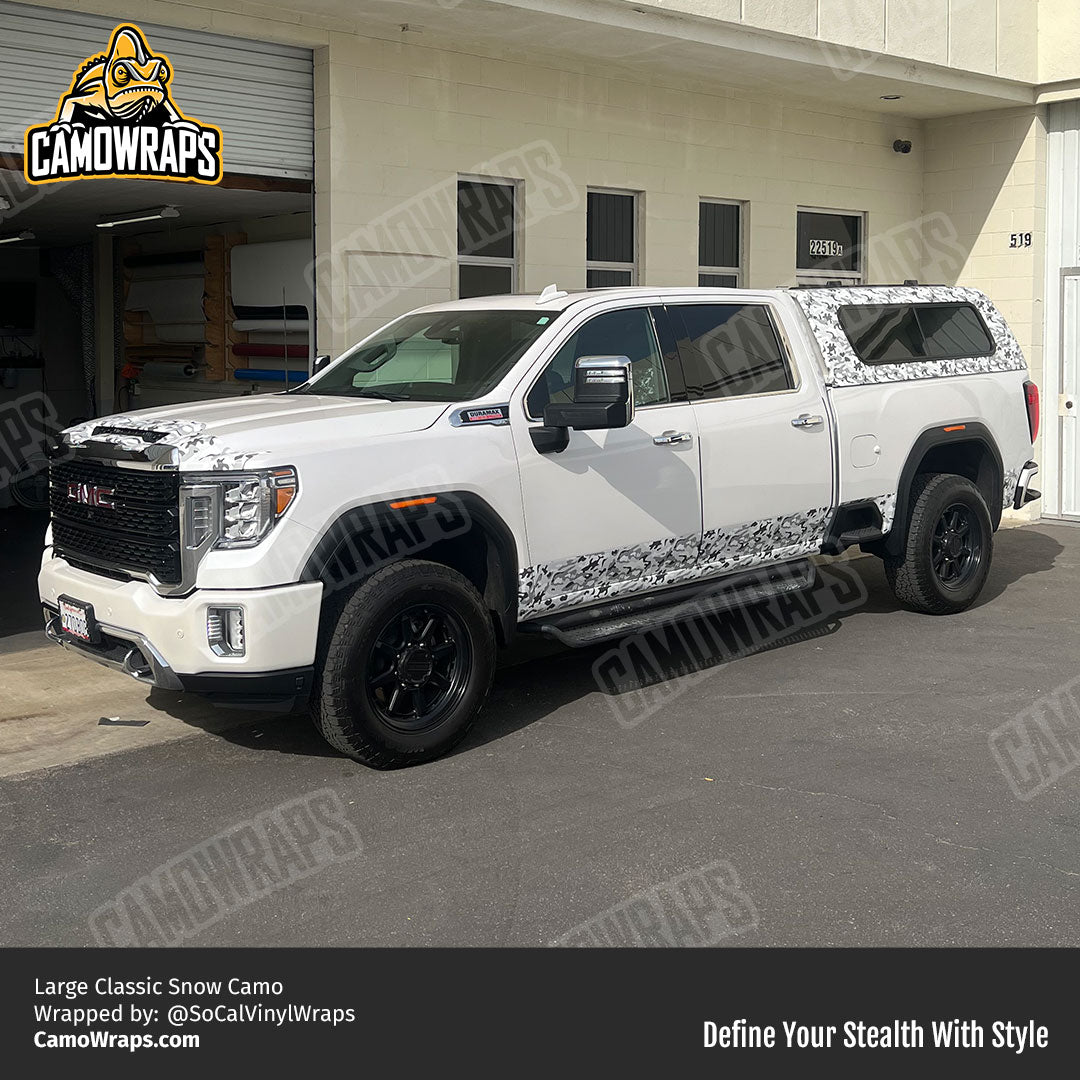 snow camo truck wrap