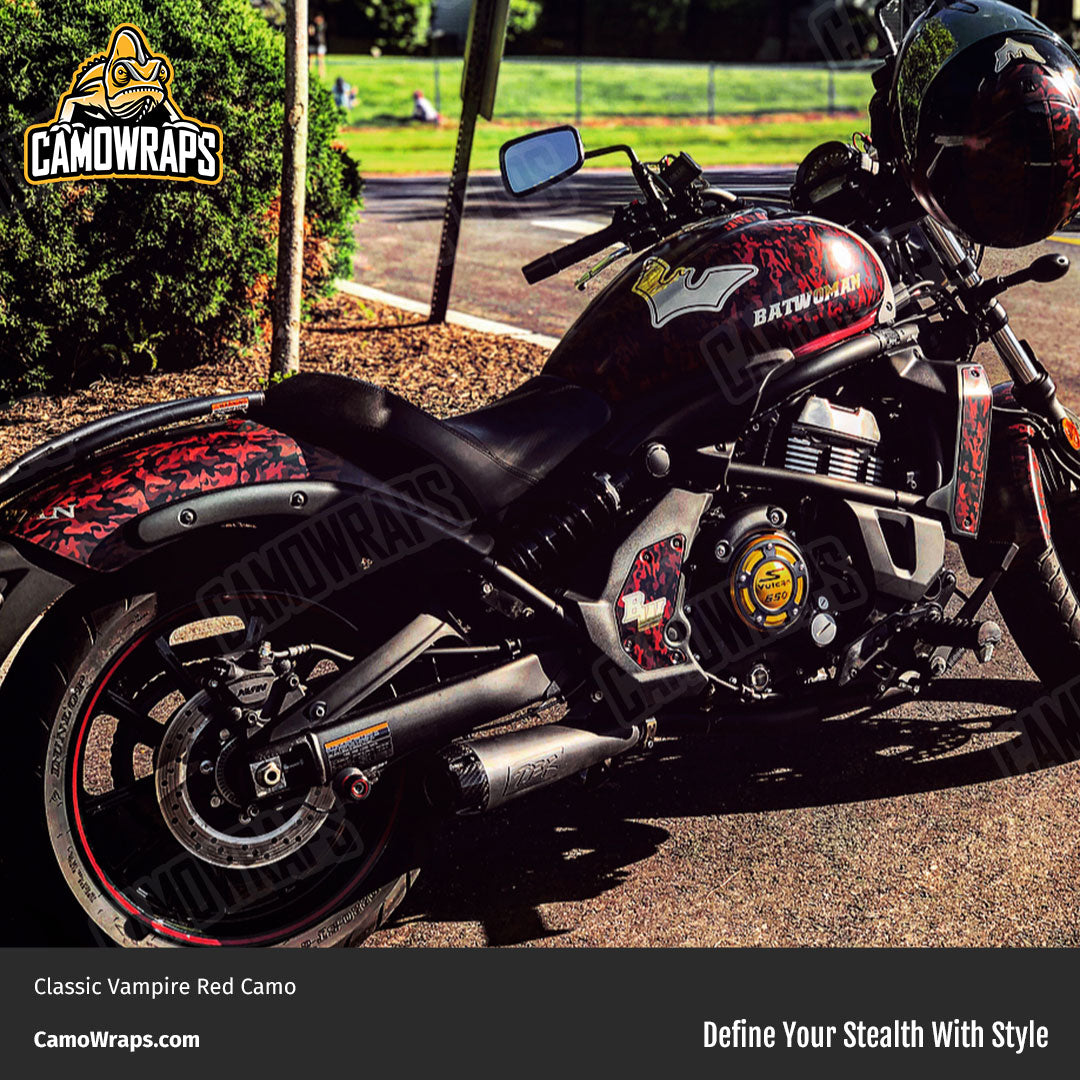 red camo motorcycle wrap