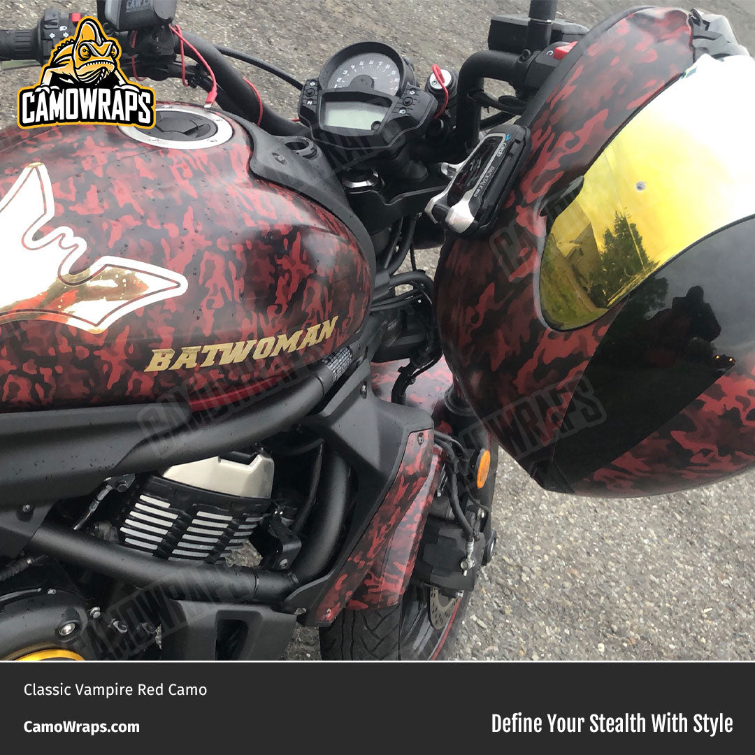 red camo motorcycle wrap