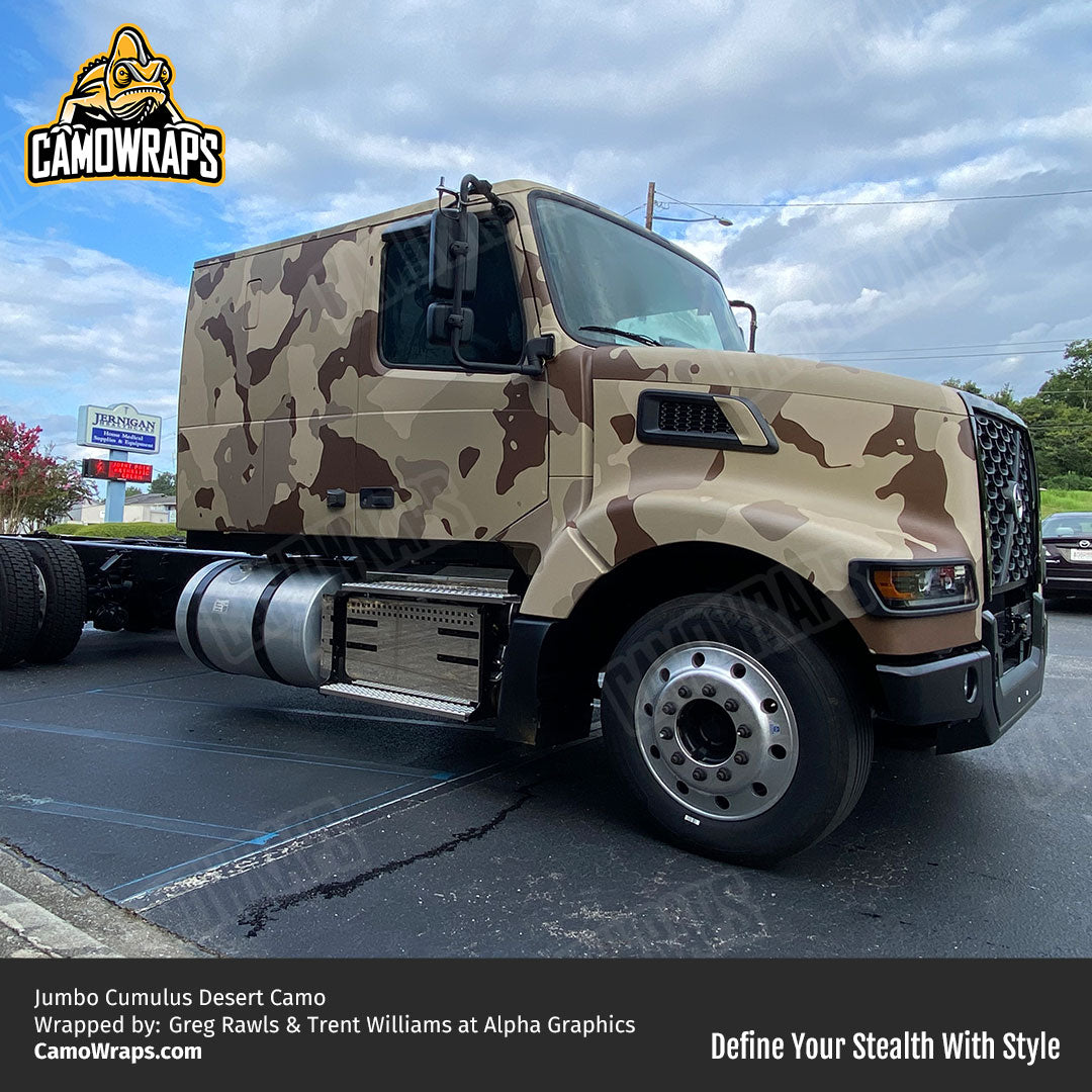 desert camo semi truck wrap