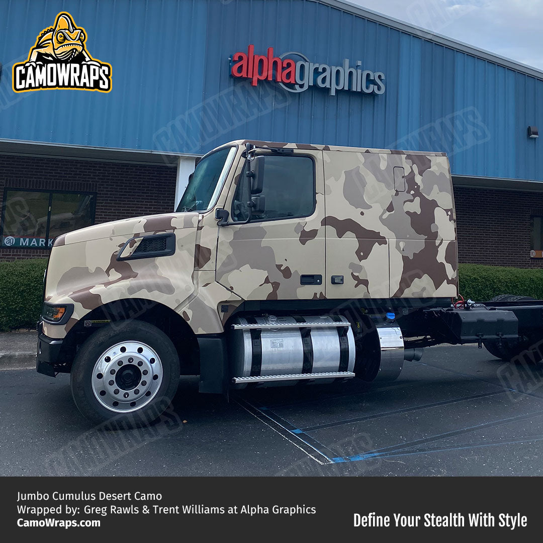 desert camo semi truck wrap
