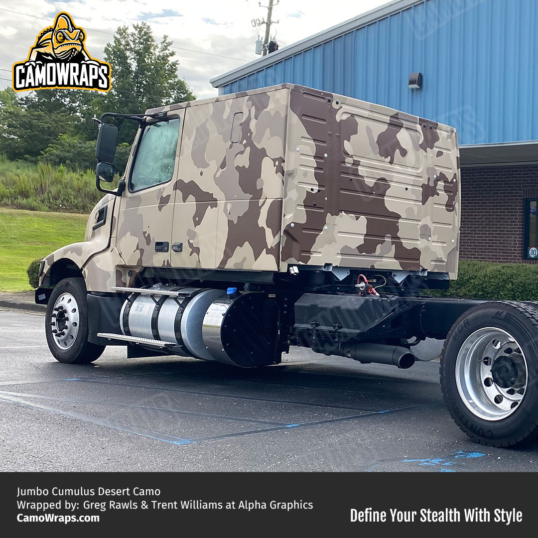 desert camo semi truck wrap
