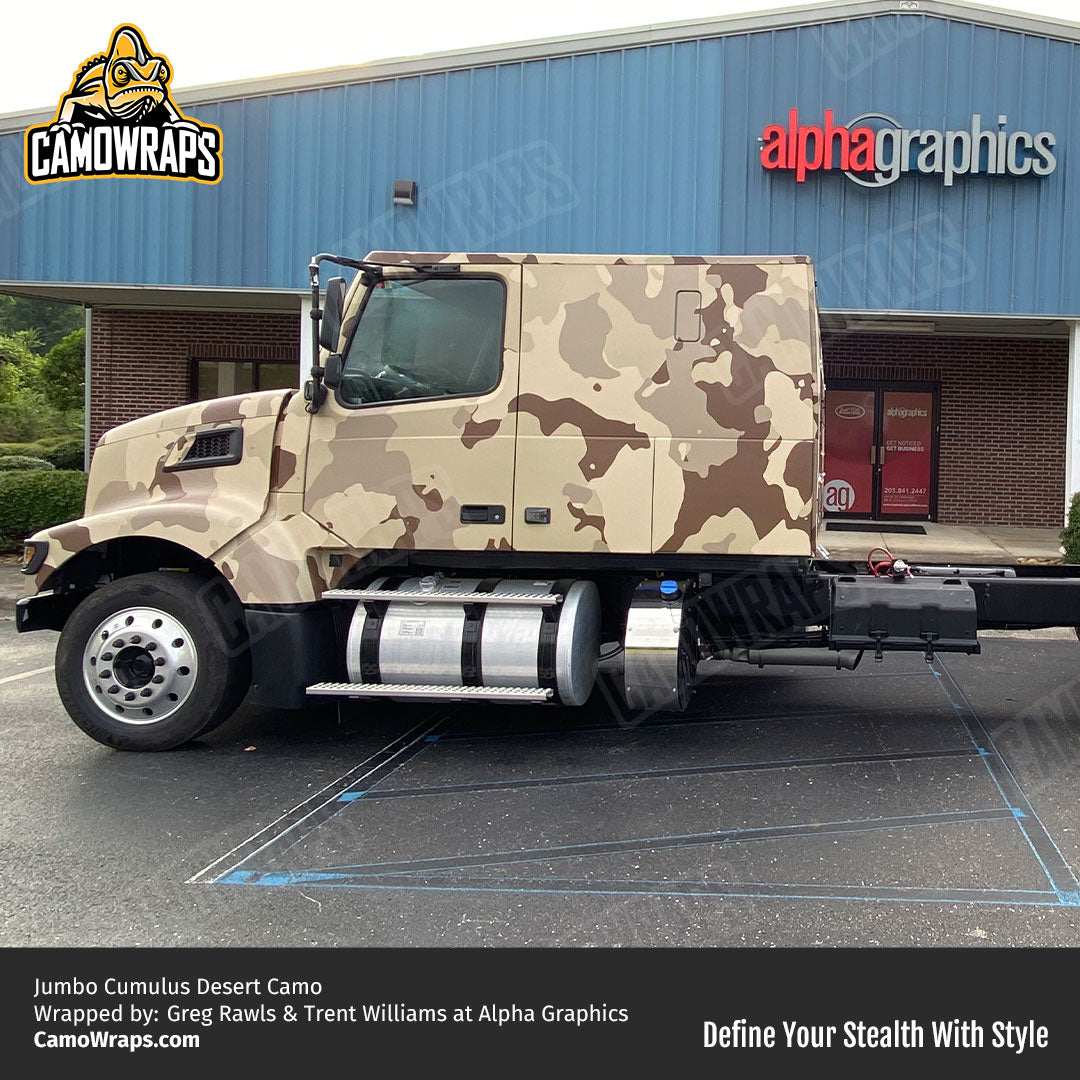 desert camo semi truck wrap