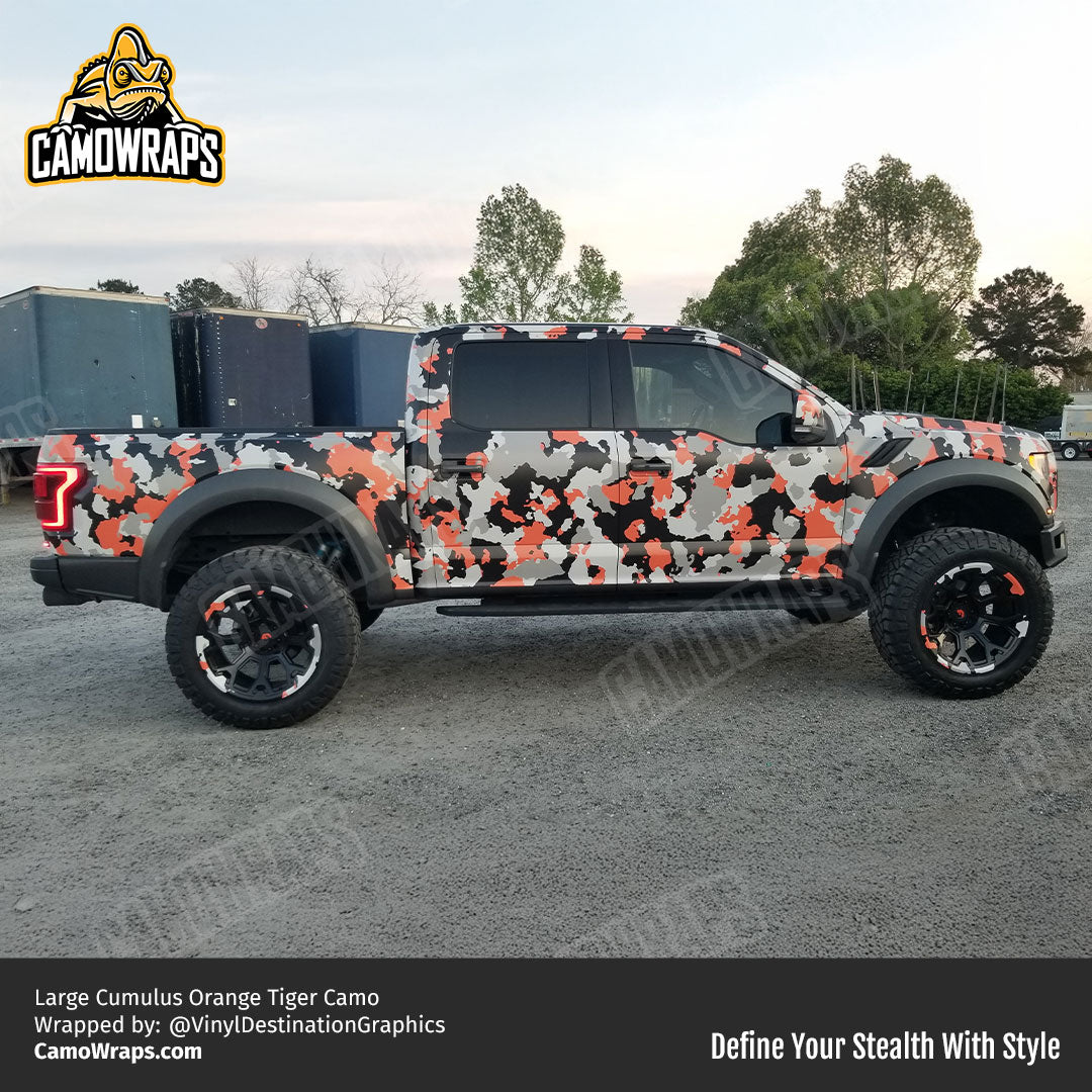 orange camo truck wrap