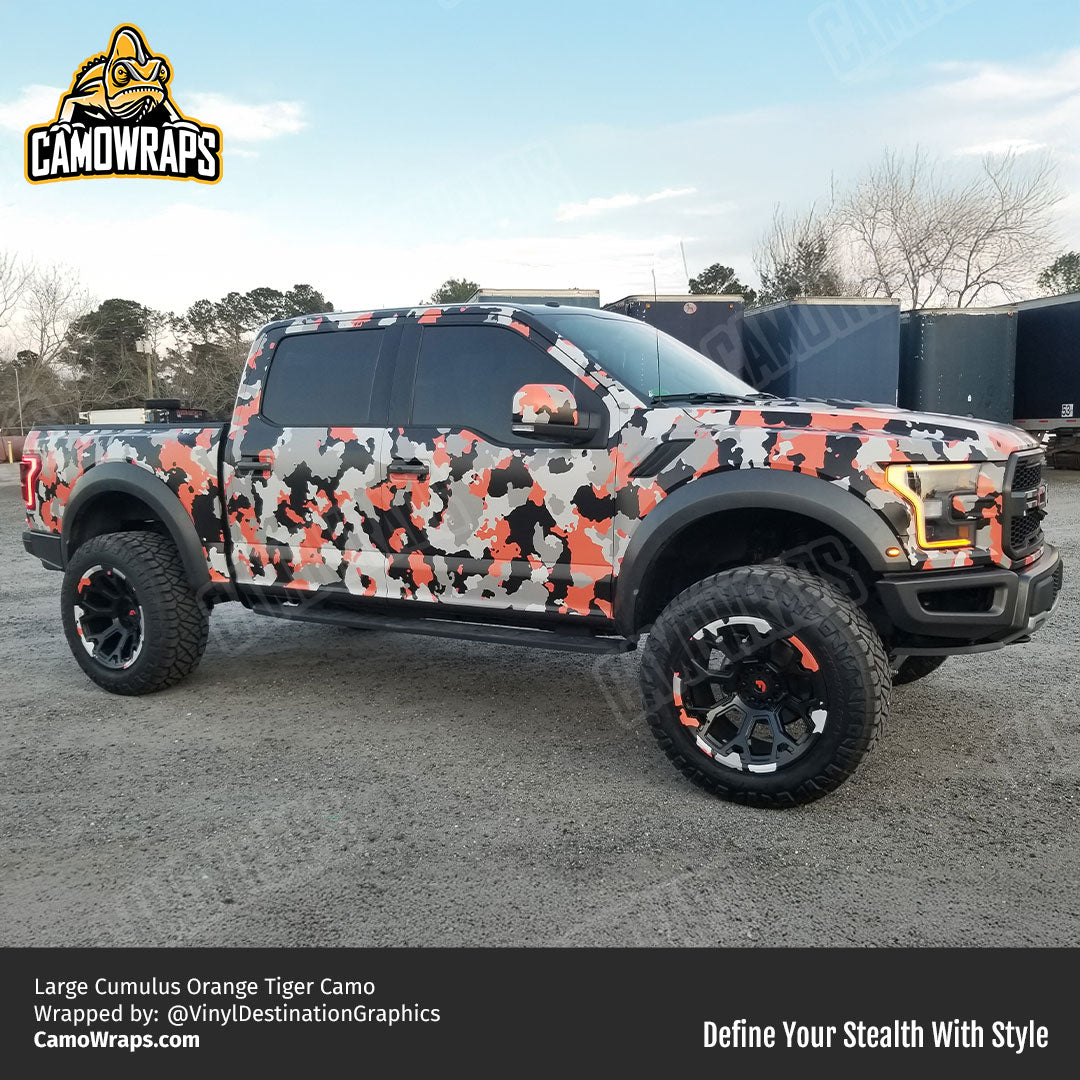 orange camo truck wrap