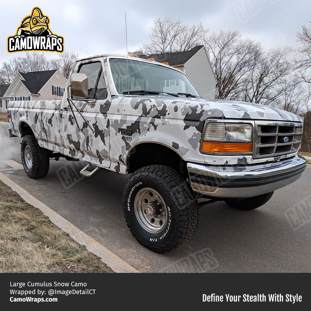 snow camo truck wrap