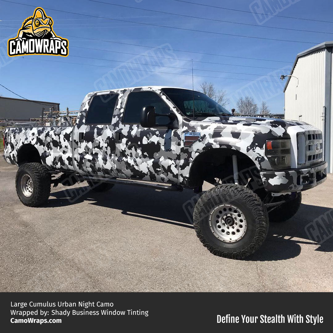 black urban camo truck wrap