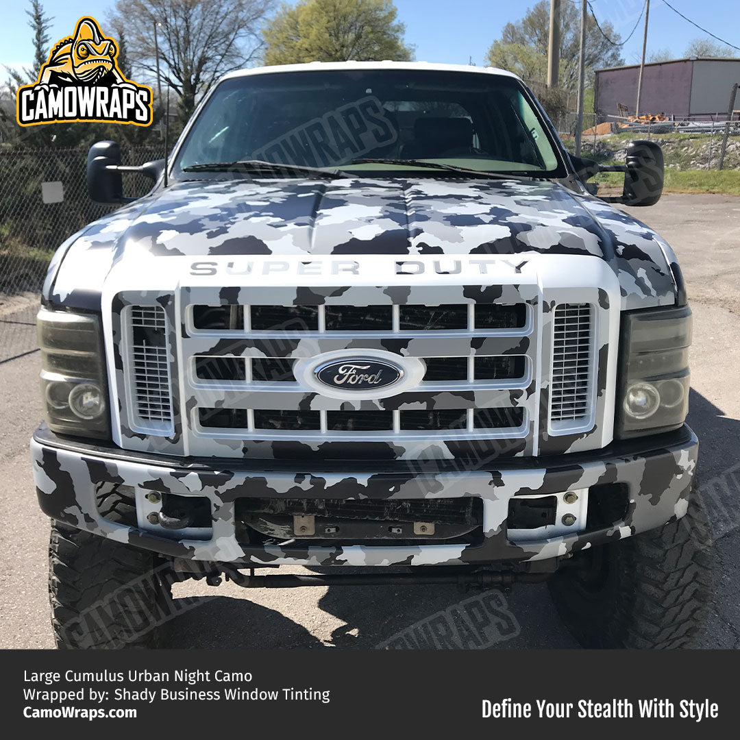black urban camo truck wrap