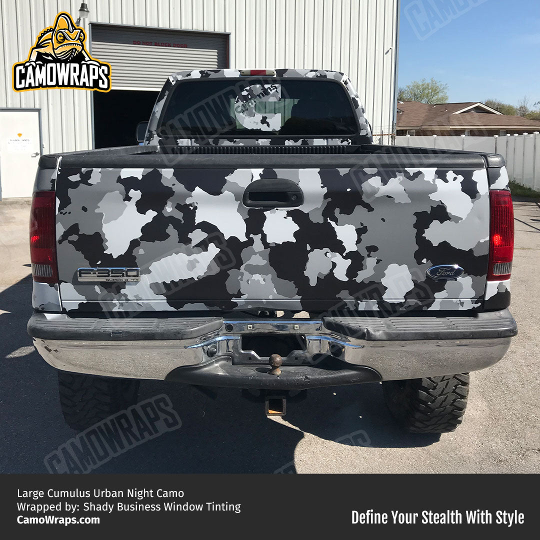 black urban camo truck wrap
