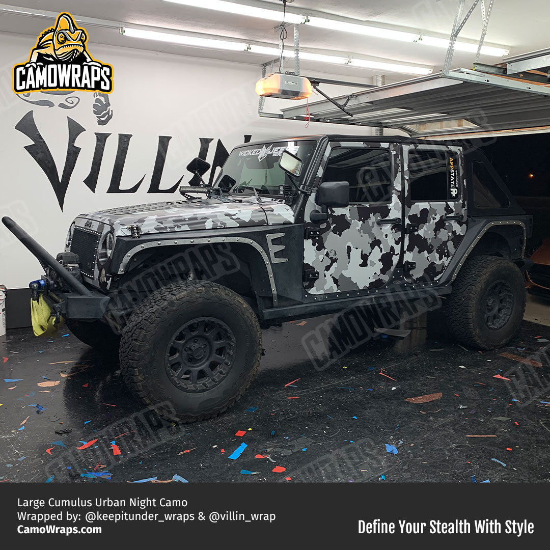 Cumulus Urban Night Camo Large Jeep Wrangler Wrapped by keepitunder_wraps and villin_wrap