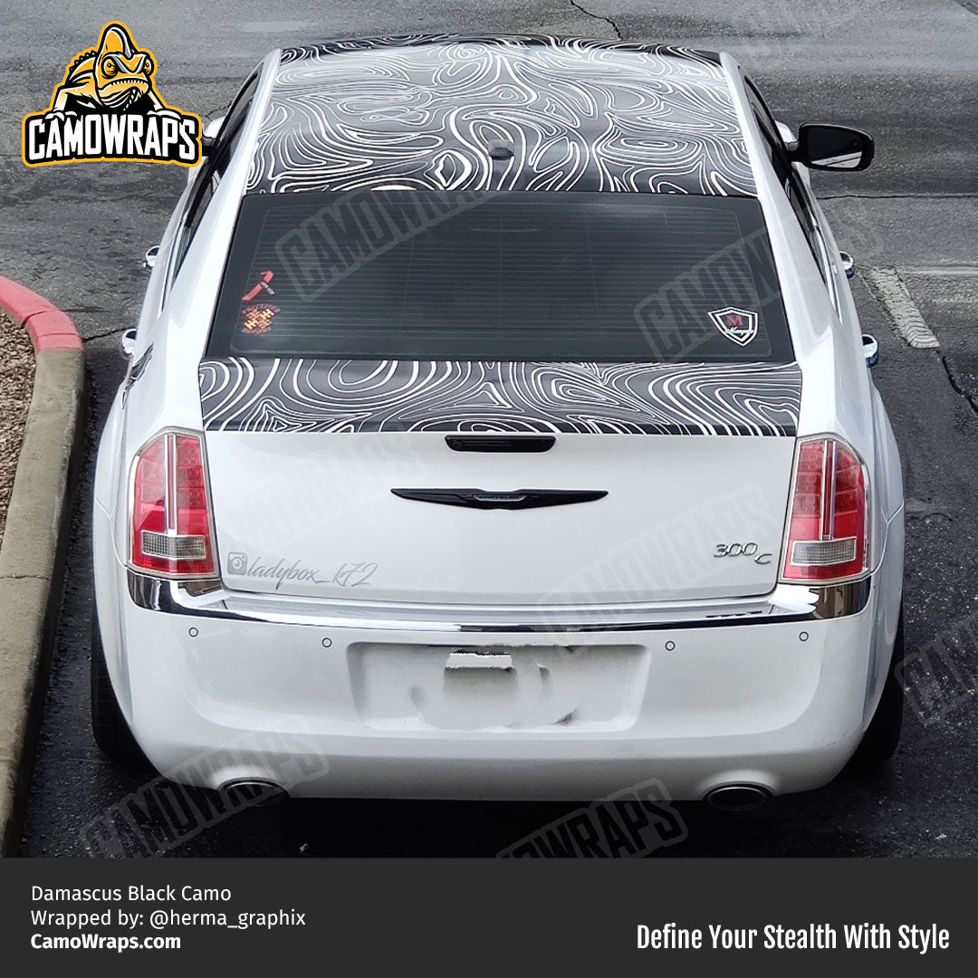 black and white damascus camo wrap